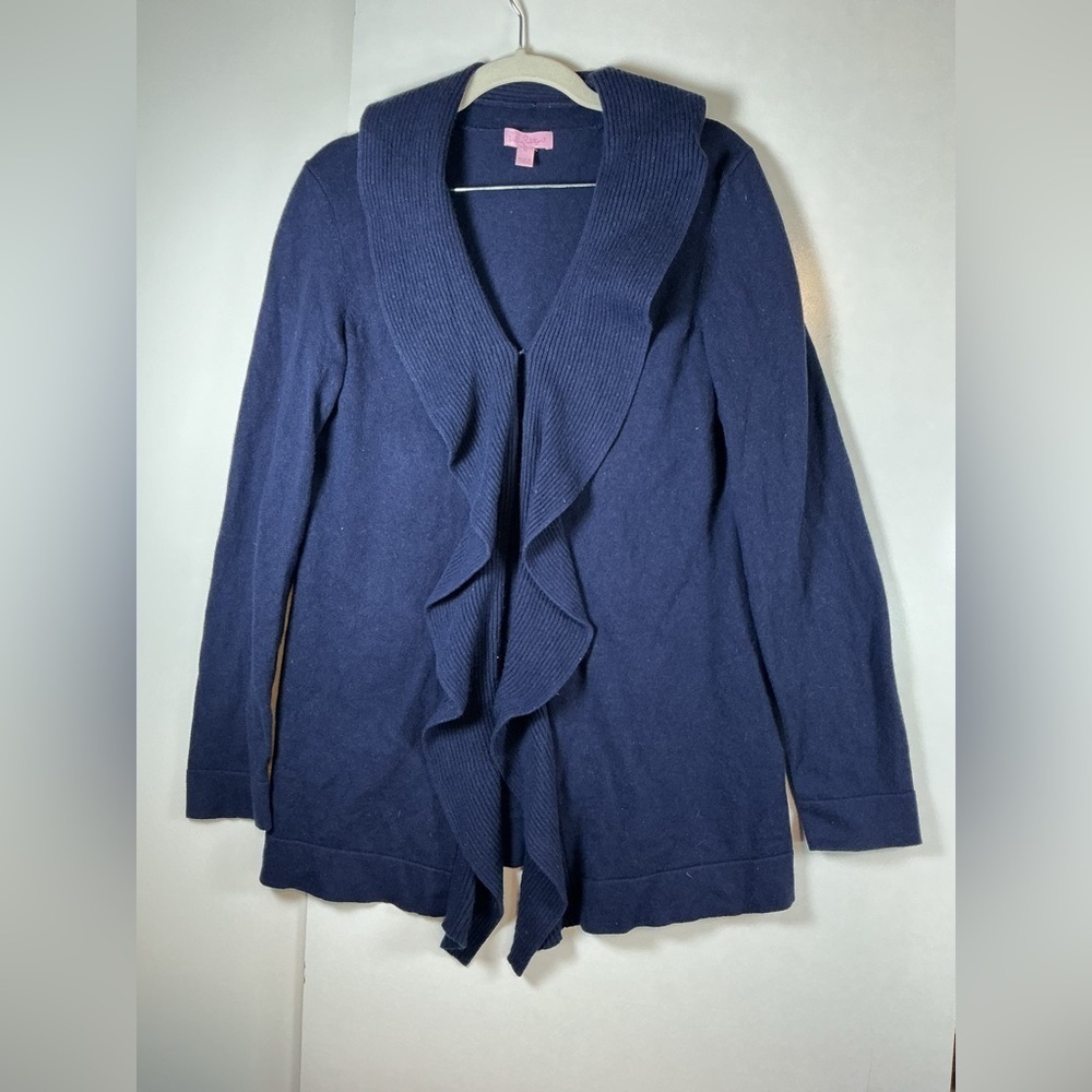 Lilly Pulitzer Deep Blue Ruffle Cardigan A400